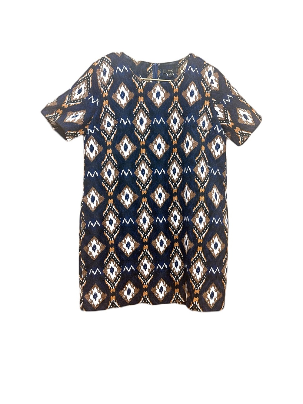Very J Navy, Brown and White Geometric Mini Dress